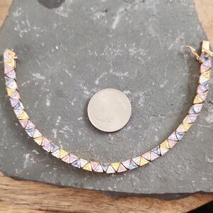 Geniune Stelring Silver With Vermiel Multi Cz Barcelet NWOT